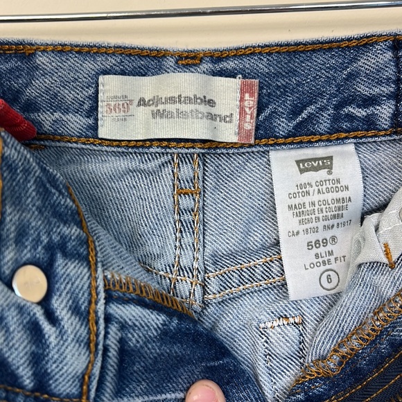 Levis 569 Slim Loose Fit Boys Adjustable Waist Distressed Denim Jeans Size 6 - Picture 8 of 10